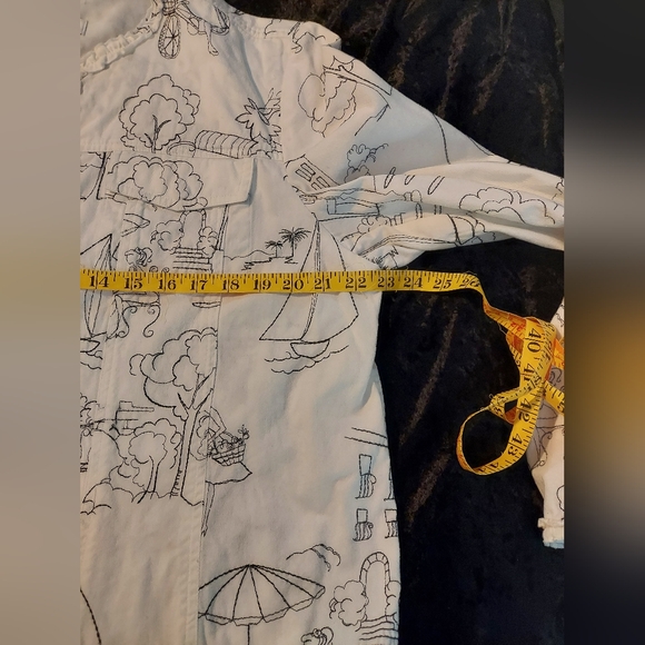 Coldwater Creek "Sketchbook Scenes" Art-to-Wear Cotton Utility Jacket - Size XL - Picture 5 of 8